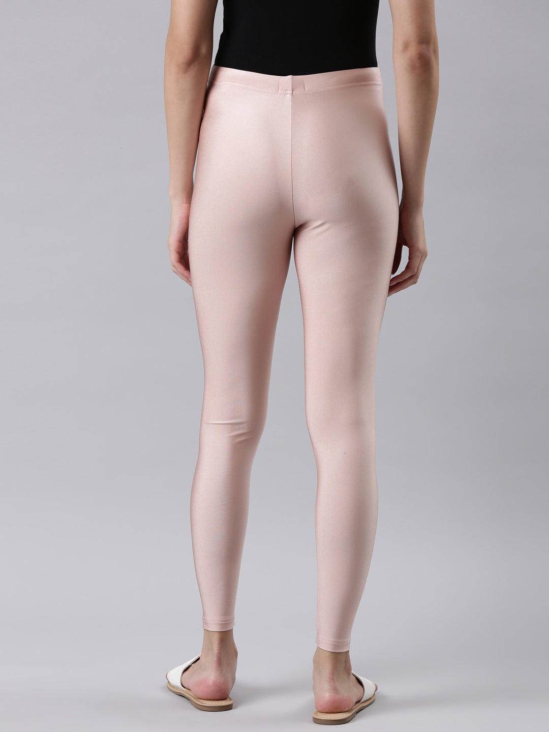 Rose Gold Nylon Stretch Shimmer Leggings – Go Colors India