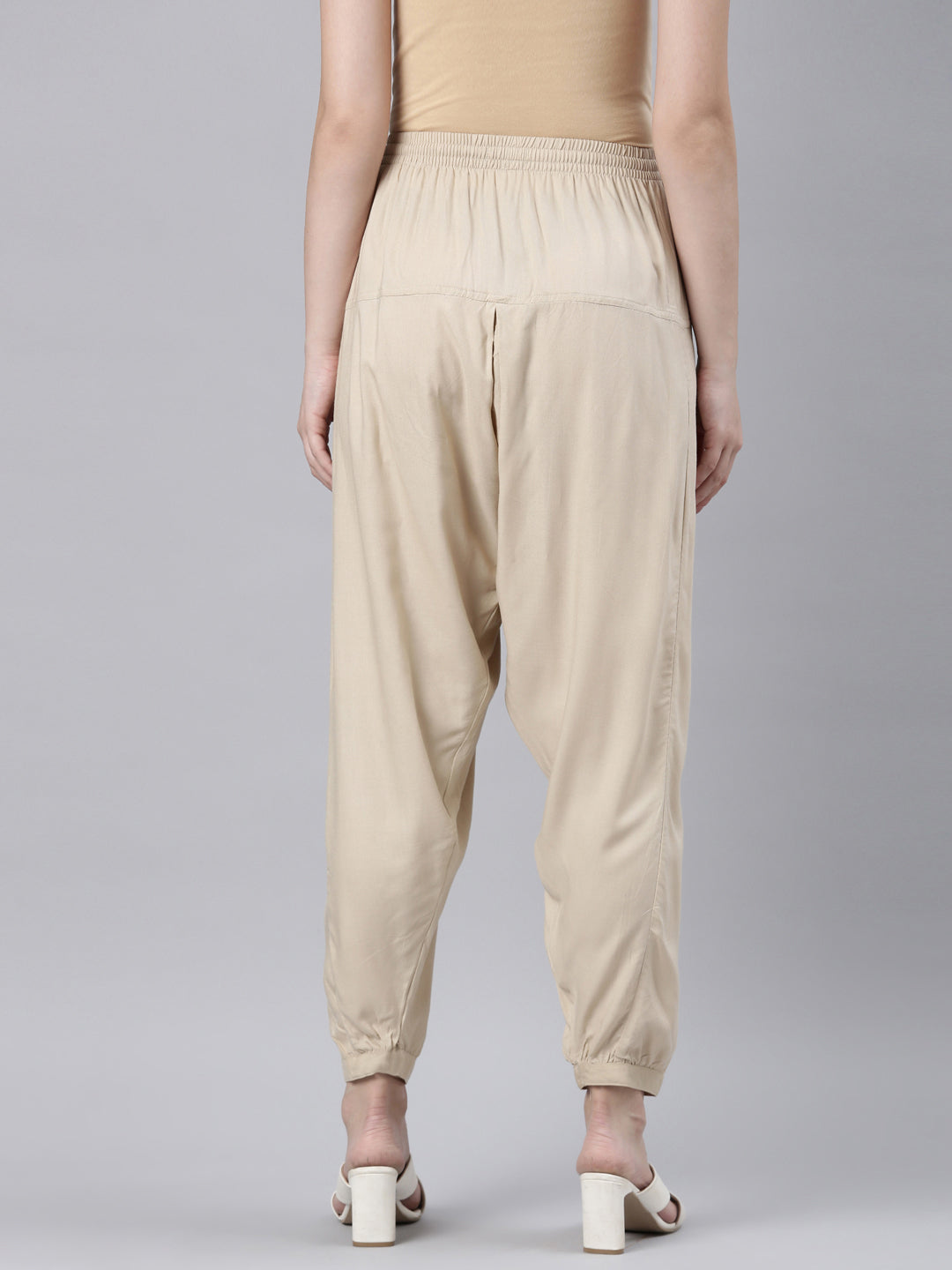Khaki Draped Low Crotch Harem Pants - Saman Butik | Shop Online