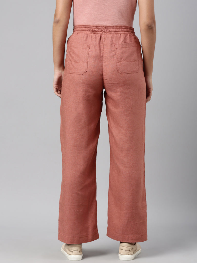 Rust Linen Look Elastcated Waist Detail Trousers  PrettyLittleThing
