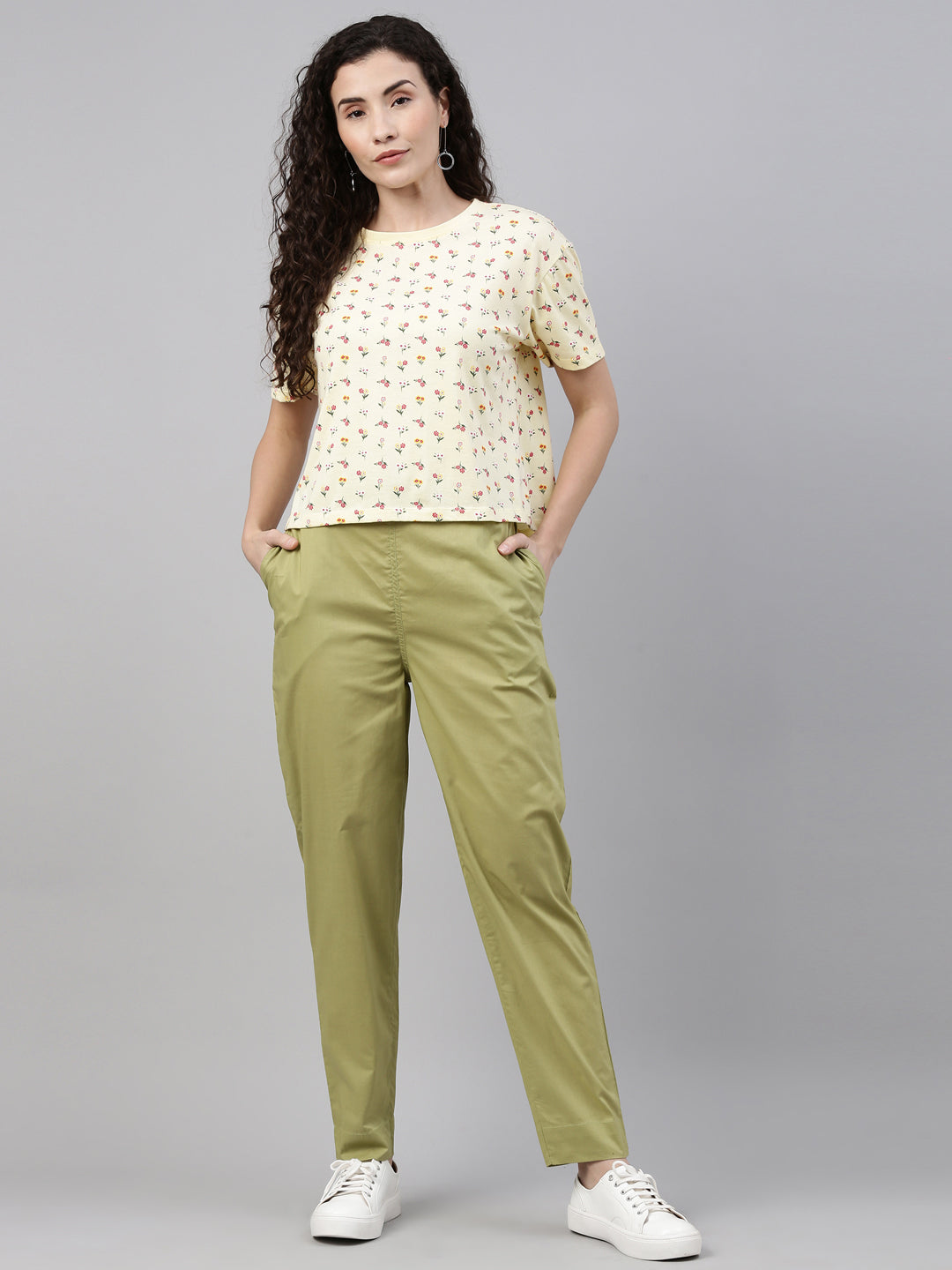 Buy Sajke Women's Cotton Pant Flex Non Stretchable Slim Fit Straight Casual  Trouser Pant for Women (S, Green) at Amazon.in