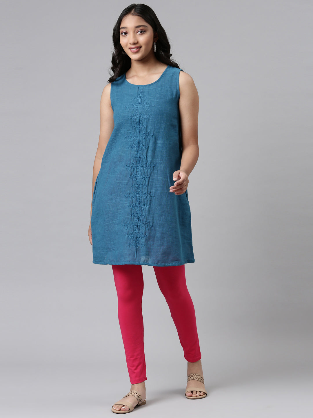 Buy GO COLORS Women Greys Mid Rise Solid Cotton Warm Kurti Pant - S Regular  Fit at Amazon.in