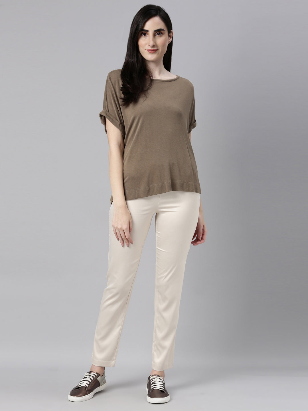Buy SOJANYA Beige Cotton Regular Slim Fit Checks Flat Front Trousers for  Mens Online @ Tata CLiQ