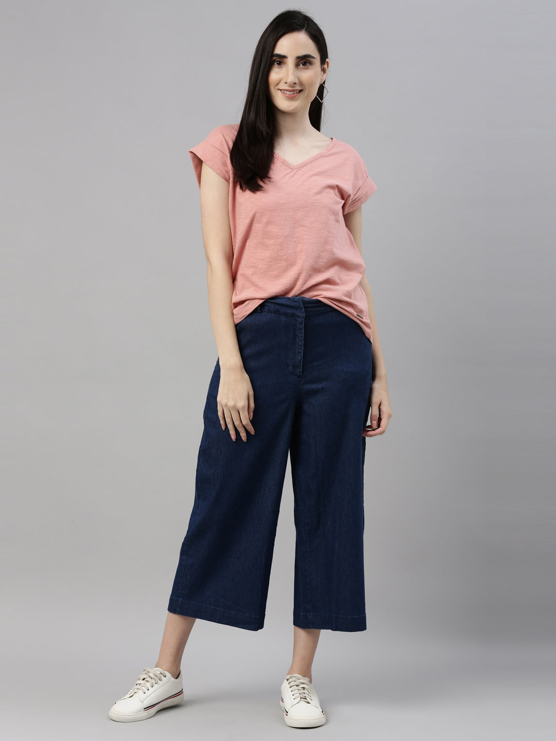 Stylish Linen Culottes for Women with Side Pockets - Go Colors