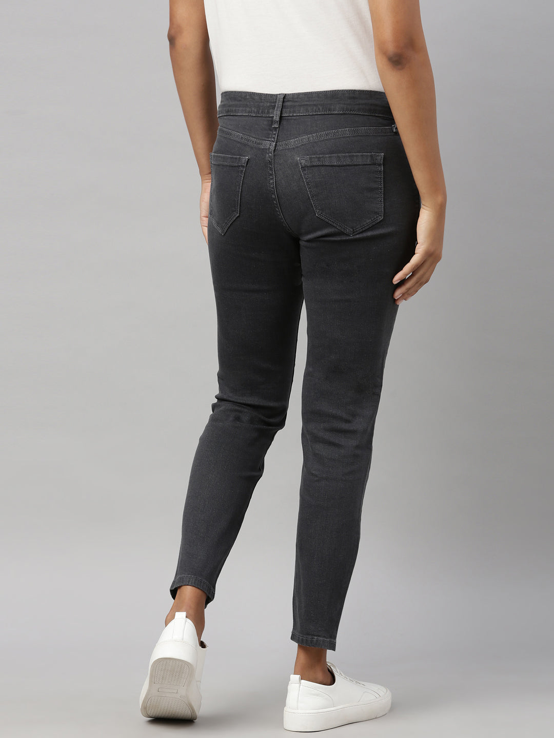 Black Cotton Stretch Straight Fit Jeans